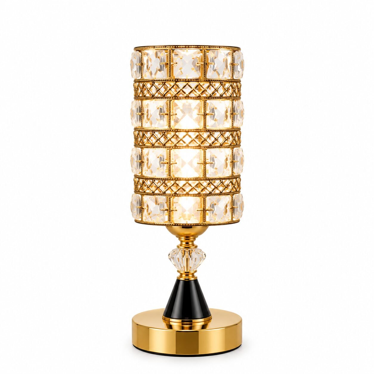 Gold Crystal Cylinder Table Lamp