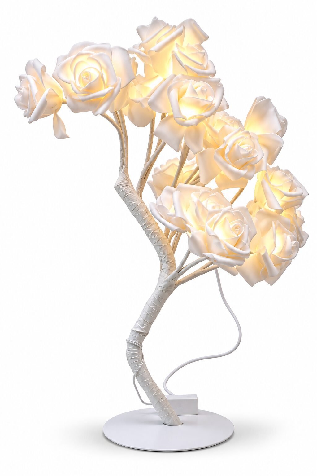 White Rose Tree LED Lamp