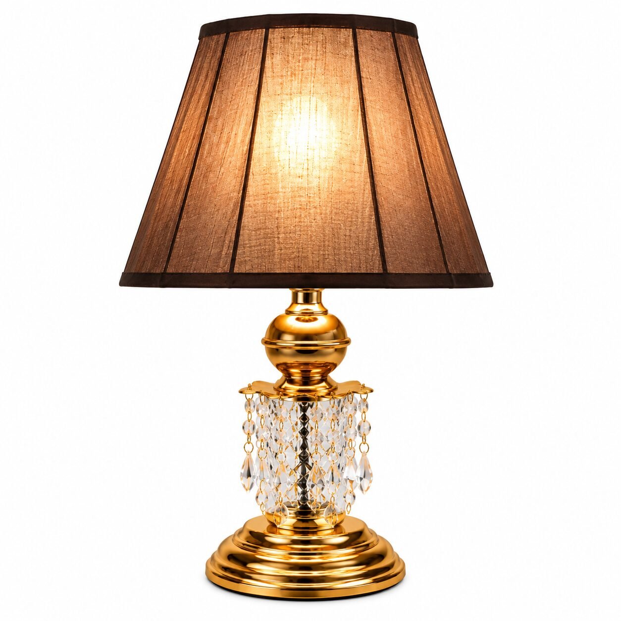 Gold Crystal Table Lamp with Fabric Shade