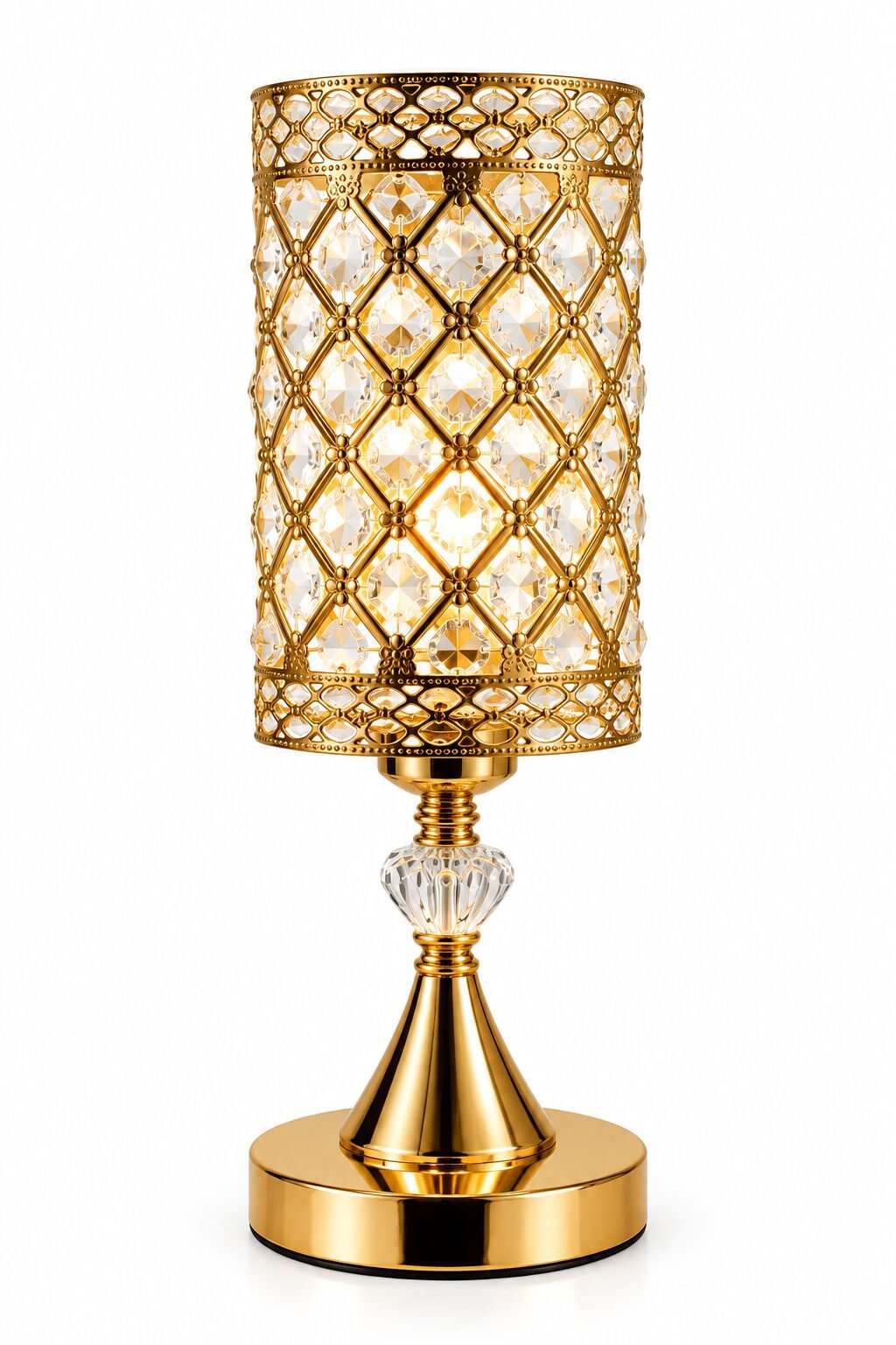 Gold Crystal Lattice Bedside Lamp